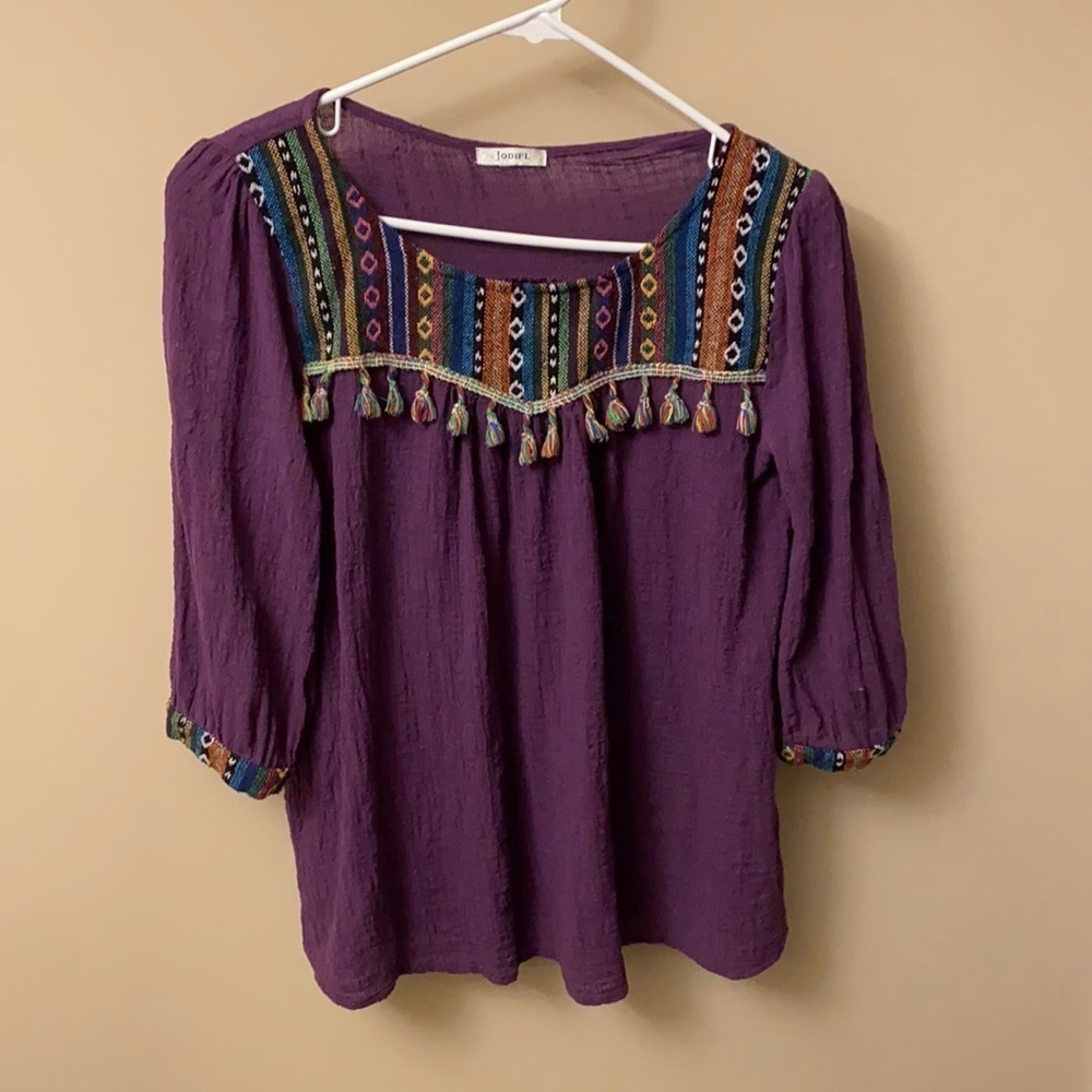 Jodifl Boho Lace tassel top purple S/M